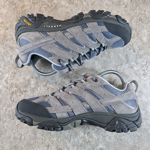 Merrell Moab 2 Grey Leather Hiking Shoes Womens 10 W / Mens 8.5 Boot J06014W New - Picture 4 of 10